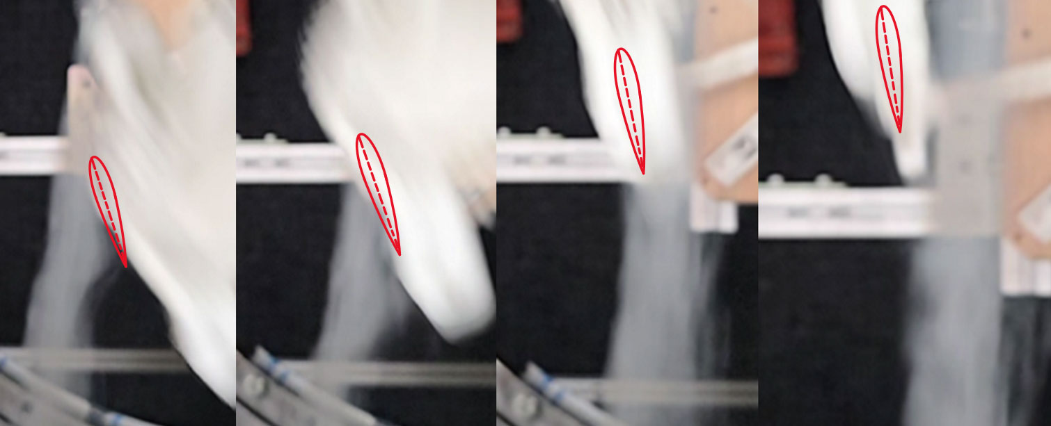 Active pitch blade showing smooth attached airflow